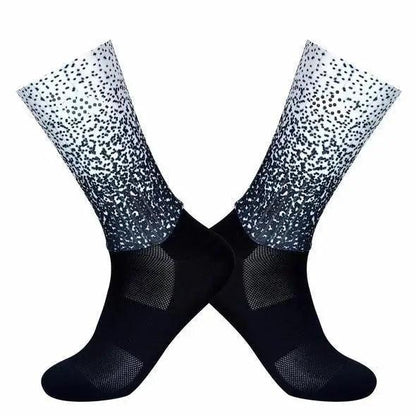 Stevvex athletic cycling socks, breathable design, black lower with gray speckled upper on Tampa Home & Garden Store