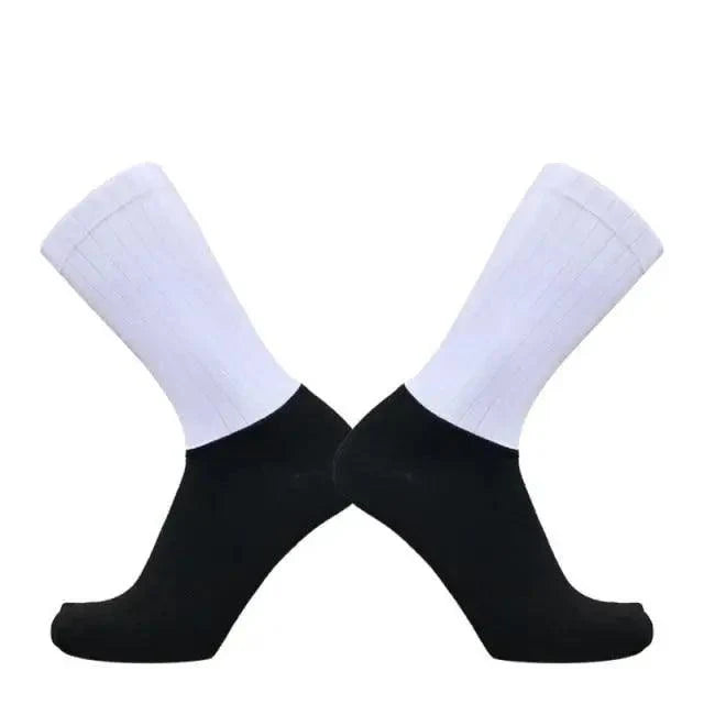 Stylish cycling socks for men, black foot with white cuff, anti-slip seamless athletic socks on Tampa Home & Garden Store