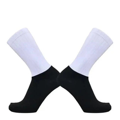 Stylish cycling socks for men, black foot with white cuff, anti-slip seamless athletic socks on Tampa Home & Garden Store