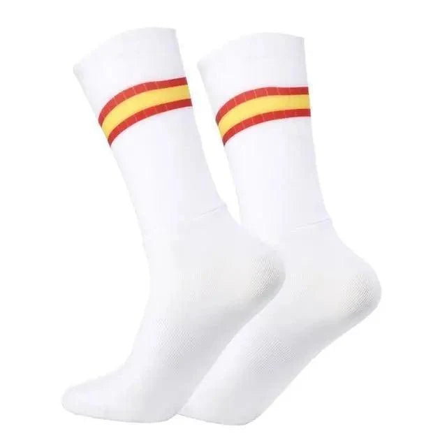 Stevvex athletic socks breathable cycling style with red-yellow striped cuffs, 2-pack on Tampa Home & Garden Store