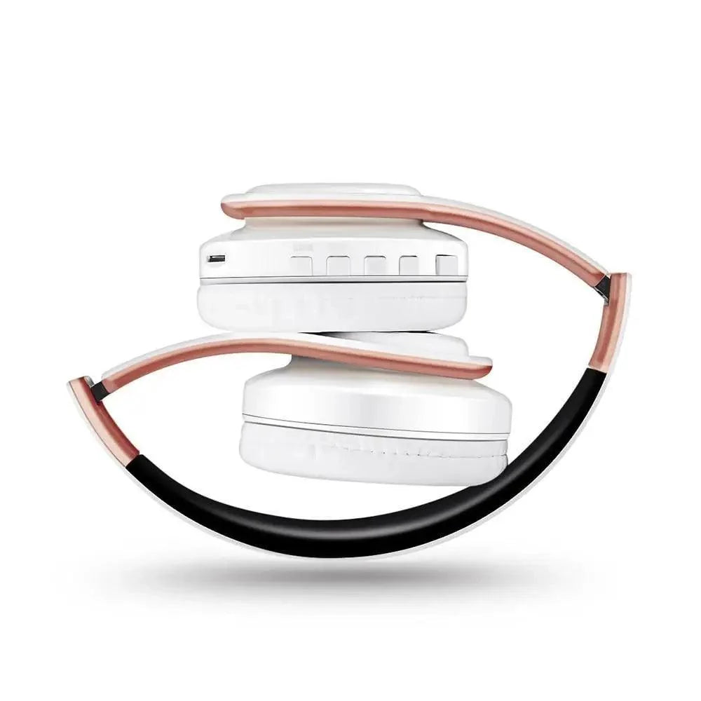 Stevvex white over-ear wireless headphones with rose-gold foldable headband on Tampa Home & Garden Store