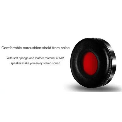 Over-ear headphones with black cushioned earcup and red inner ring, metal rim on Tampa Home & Garden Store