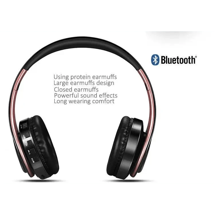 Stevvex wireless over-ear headphones with pink metal frame and black earcups Bluetooth on Tampa Home & Garden Store