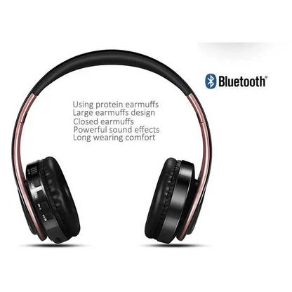Stevvex wireless over-ear headphones with pink metal frame and black earcups Bluetooth on Tampa Home & Garden Store
