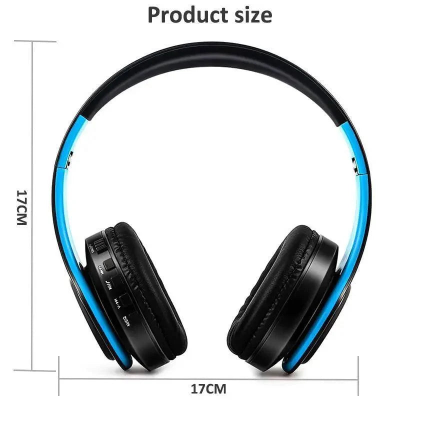 Stevvex over-ear wireless Bluetooth headphones with blue trim foldable for cell phone PC on Tampa Home & Garden Store
