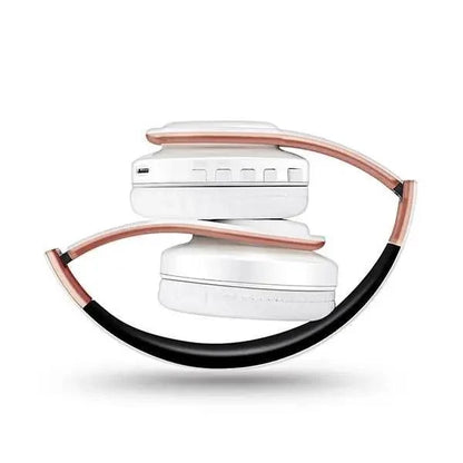 Stevvex over-ear wireless headphones white foldable headset with rose-gold band 2 cups on Tampa Home & Garden Store