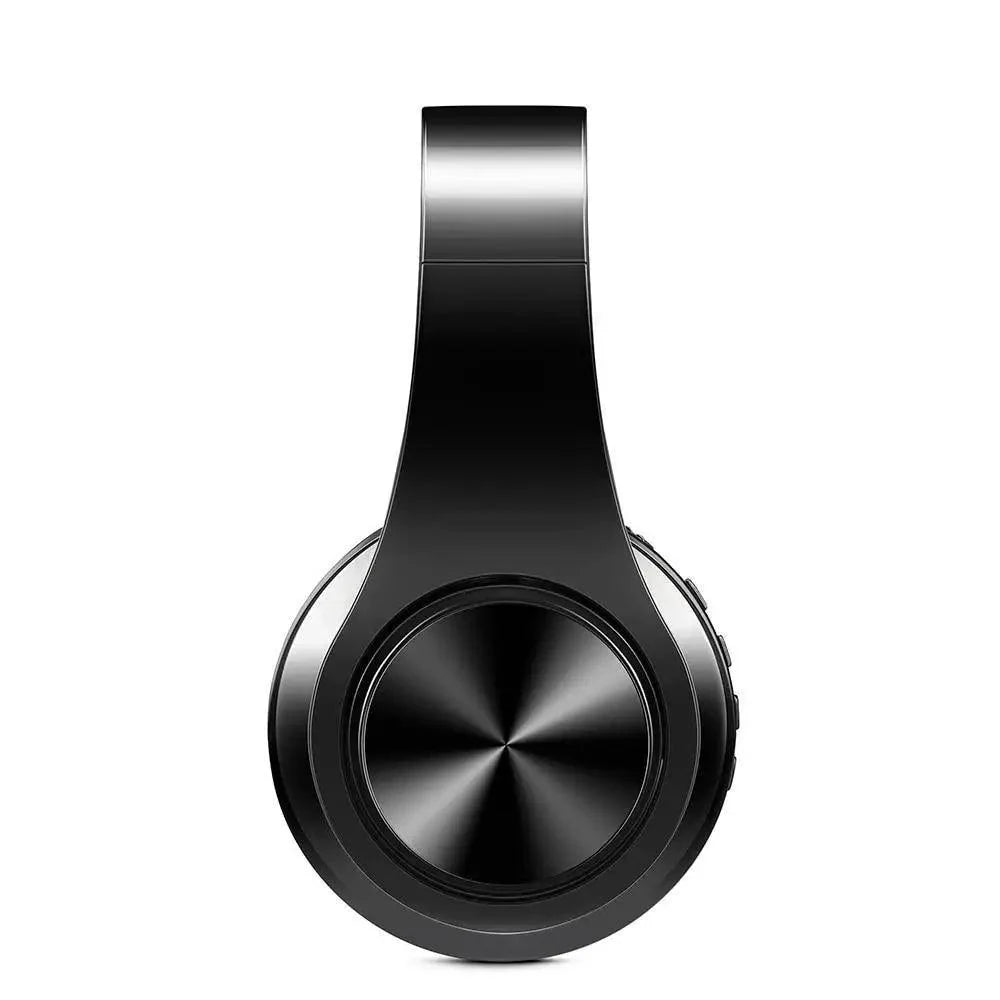 Stevvex over-ear wireless headphones black with circular brushed-metal ear cups on Tampa Home & Garden Store