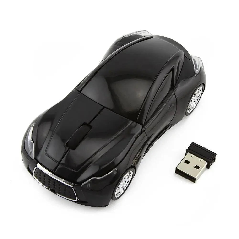 Car-shaped wireless mouse by Stevvex, black, 1600 DPI, USB receiver on Tampa Home & Garden Store
