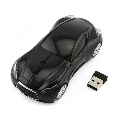 Car-shaped wireless mouse by Stevvex, black, 1600 DPI, USB receiver on Tampa Home & Garden Store