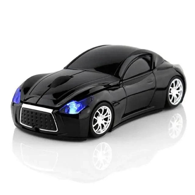 Car-shaped wireless mouse, black sport-car design, blue LED headlights, 1600 DPI USB on Tampa Home & Garden Store