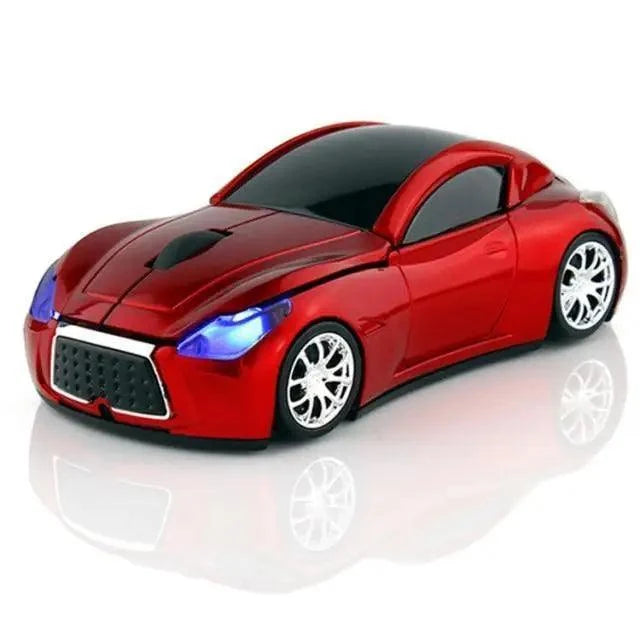 Stevvex car-shaped wireless computer mouse red glossy finish 1600 DPI USB receiver on Tampa Home & Garden Store