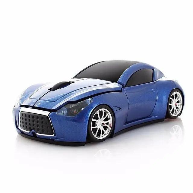 Stevvex blue car-shaped wireless computer mouse, mini 3D ergonomic design on Tampa Home & Garden Store