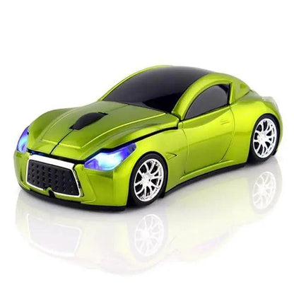 Car-shaped wireless mouse Stevvex lime-green 1600 DPI USB receiver on Tampa Home & Garden Store