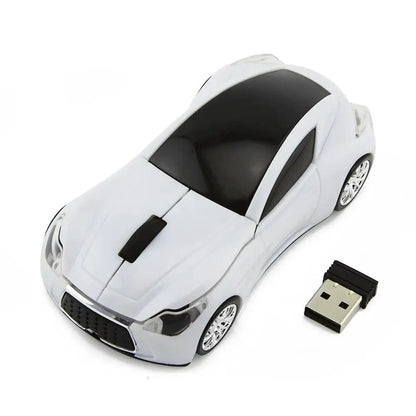 Stylish wireless car-shaped computer mouse with USB receiver, white, 1600 DPI on Tampa Home & Garden Store