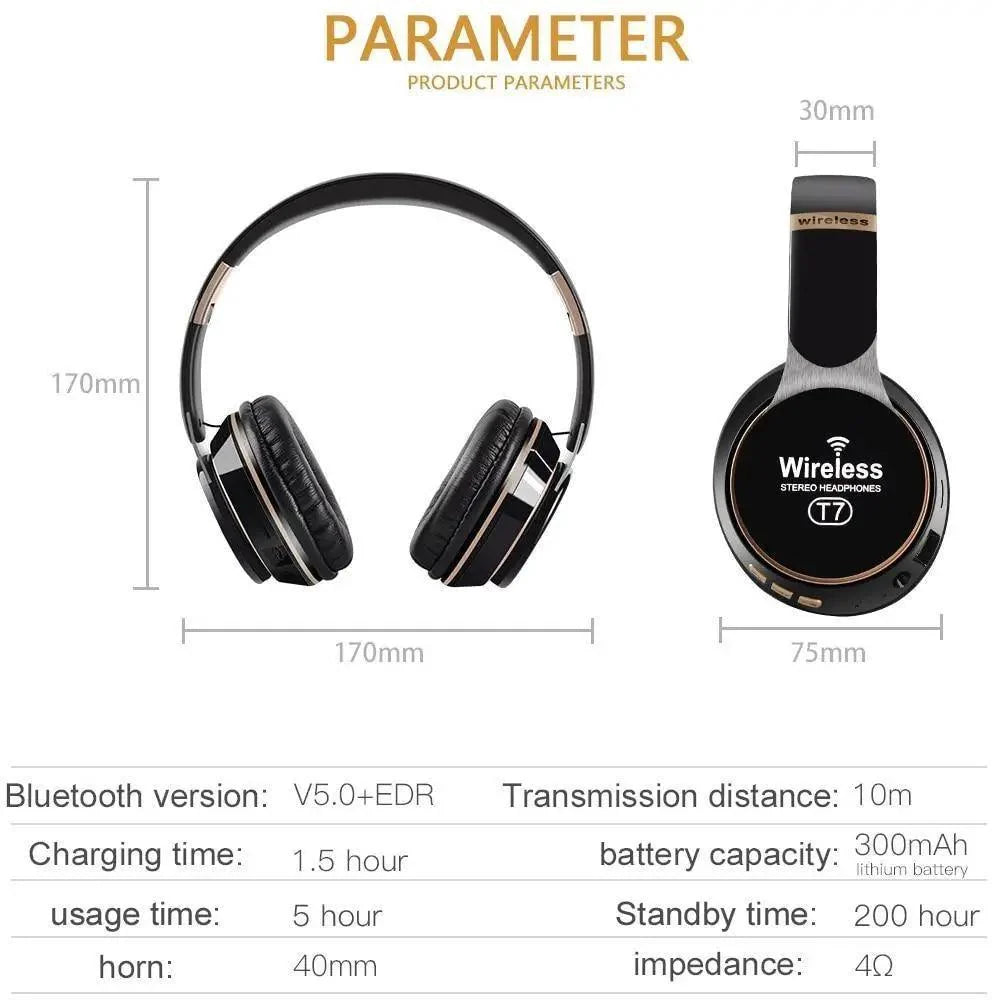 Stevvex wireless headphones black with rose-gold trim foldable neckband gaming headset with mic on Tampa Home & Garden Store
