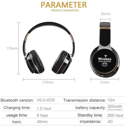 Stevvex wireless headphones black with rose-gold trim foldable neckband gaming headset with mic on Tampa Home & Garden Store