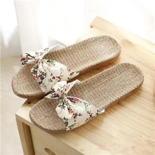 Casual women's cotton slippers with floral bow strap and EVA sole Stevvex ST65623HLI on Tampa Home & Garden Store