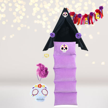 Sugar Skull Play Set tepee purple with skull decals for pretend play by Chicky Bling Bling on Tampa Home & Garden Store