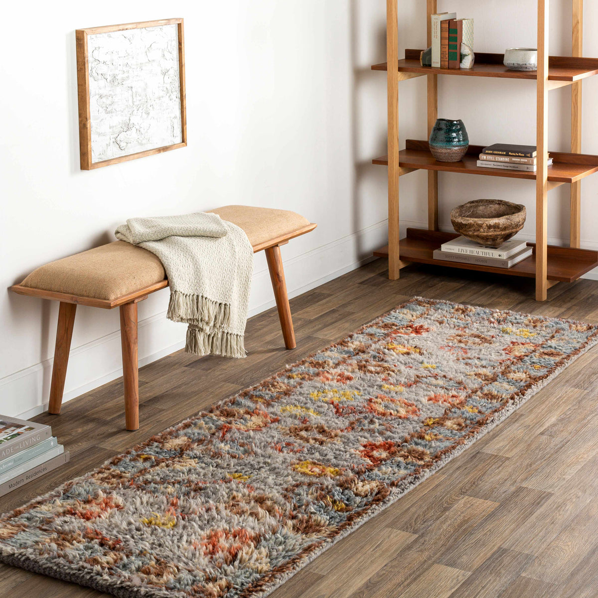 Suisun Premium Rug multicolor shag area rug Boutique Rugs Clearance in cozy living room on Tampa Home & Garden Store