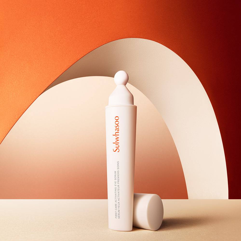 Sulwhasoo First Care Activating Eye Serum 20ml, pale pink bottle with white dropper cap on Tampa Home & Garden Store