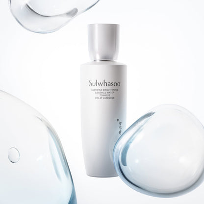 Sulwhasoo Lumiwise Brightening Essence Water 150ml bottle, white matte container with silver cap on Tampa Home & Garden Store