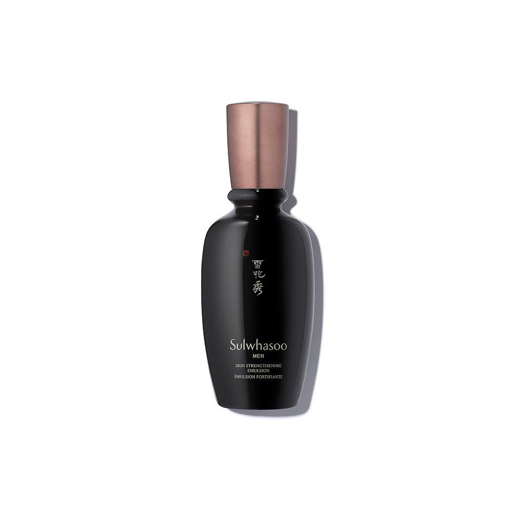 Sulwhasoo Men Skin Strengthening Emulsion bottle in black with copper cap on Tampa Home & Garden Store