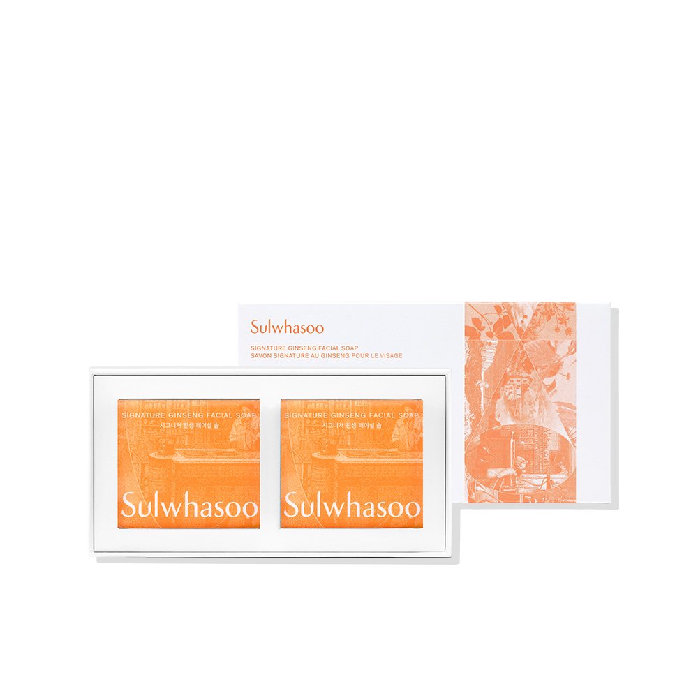 Sulwhasoo Signature Ginseng Facial Soap 2ea orange sachets in white box on Tampa Home & Garden Store