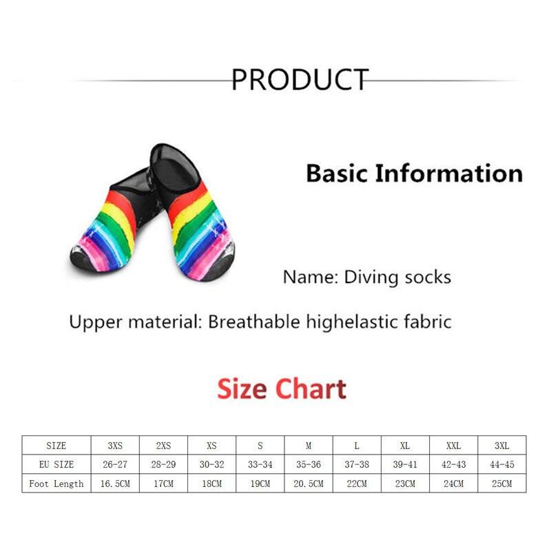 Diving socks rainbow striped water shoes by Stevvex for beach and swimming on Tampa Home & Garden Store