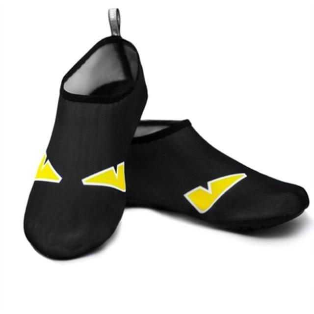 Stevvex water shoes aqua socks black barefoot slip-ons with yellow logo quickdry beach footwear on Tampa Home & Garden Store