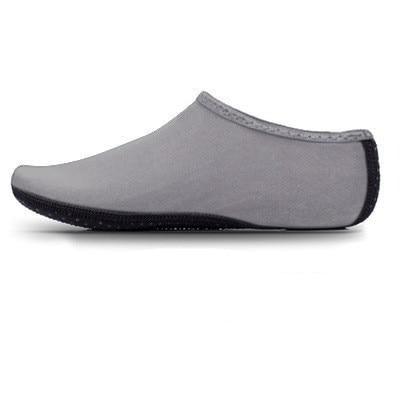 Stevvex grey water shoes slip-on aqua socks with quick-drying fabric and black sole on Tampa Home & Garden Store