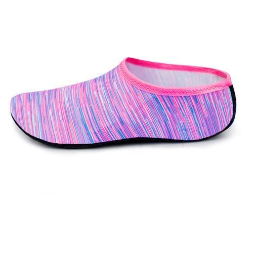 Water shoes Stevvex multicolor knit aqua sock with pink trim quick-drying barefoot style on Tampa Home & Garden Store