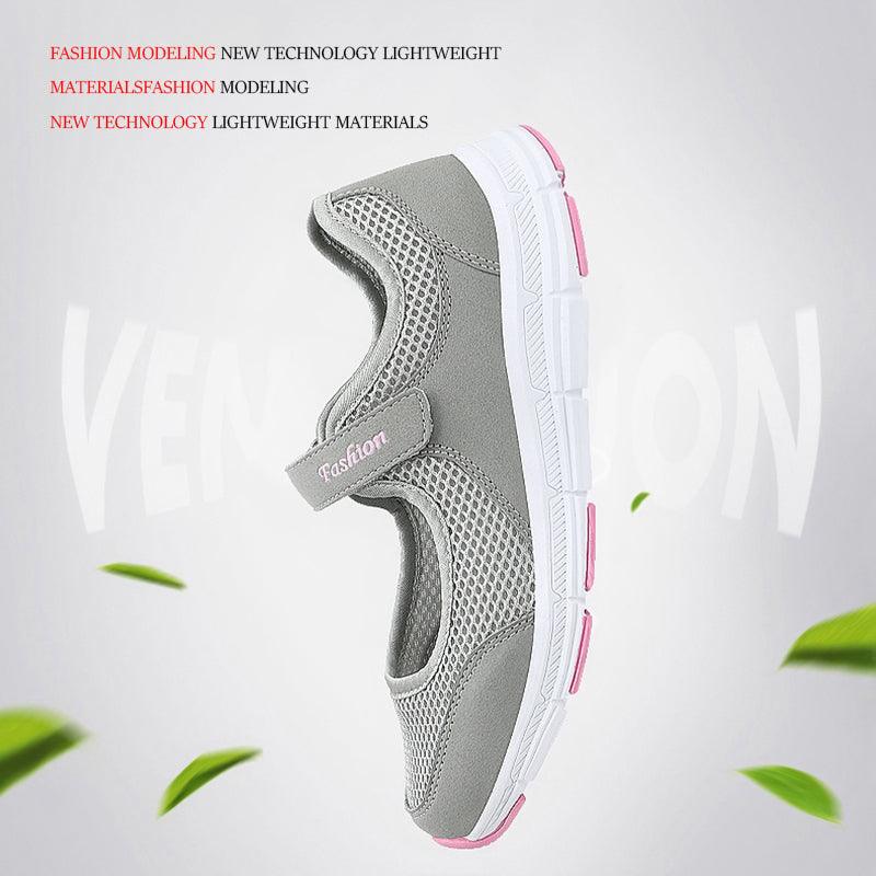 Summer breathable women espadrilles sneakers grey mesh upper with pink accents on Tampa Home & Garden Store