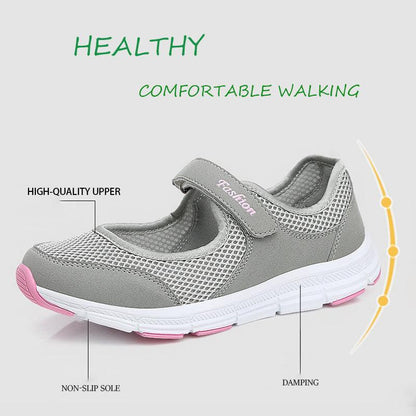 Stevvex breathable women espadrilles sneakers gray mesh upper sole Velcro strap Fashion on Tampa Home & Garden Store