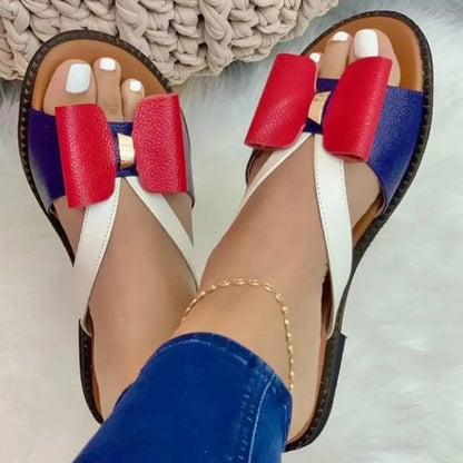 Stevvex Summer Butterfly Womens Sandals ST40633THF red blue white flat casual sandals on Tampa Home & Garden Store