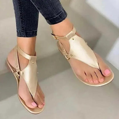 Summer Cristal Shine women's sandals by Stevvex, champagne gold faux leather ankle strap on Tampa Home & Garden Store