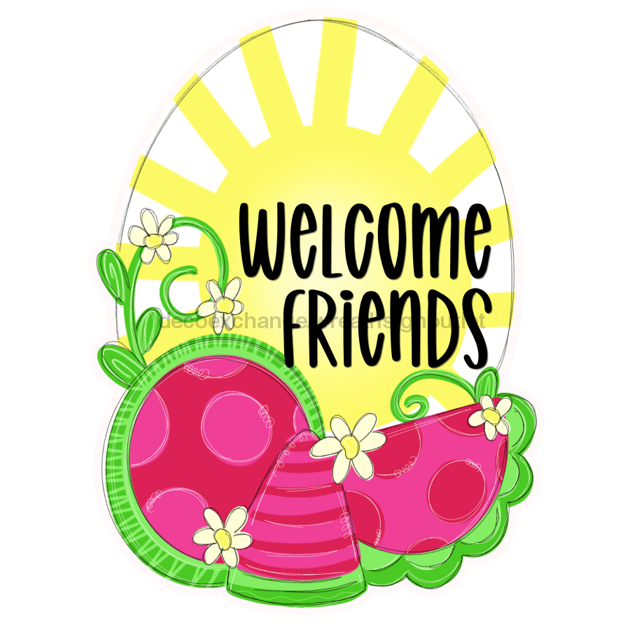 Summer Door Hanger, Welcome Watermelon Door Hanger, wood sign, DECOE-W-528-WF, 22" Door Hanger