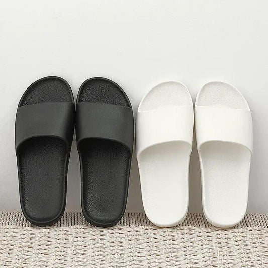 Slippers Stevvex black and white cloud cushioned non-slip slides two pairs for home use on Tampa Home & Garden Store