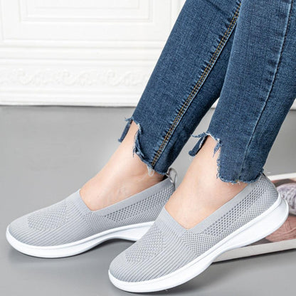 Stevvex summer knitting sock slip-on sneakers, light gray knit mesh pair on Tampa Home & Garden Store