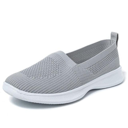 Stevvex knit slip-on sneakers gray breathable mesh lightweight flat espadrille style on Tampa Home & Garden Store