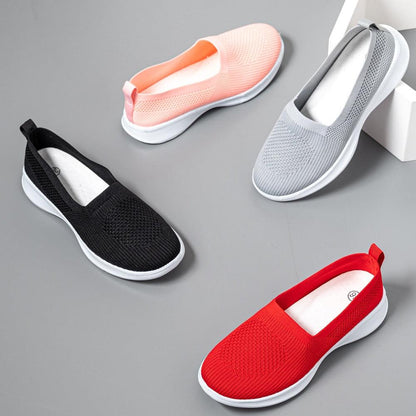 Stevvex slip-on knit sneakers set of 4 colors black gray pink red breathable mesh upper on Tampa Home & Garden Store