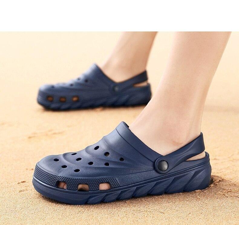 Stevvex navy rubber clogs sandals with holes, slip-on beach garden slippers on Tampa Home & Garden Store