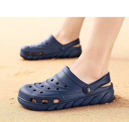 Stevvex navy rubber clogs sandals with holes, slip-on beach garden slippers on Tampa Home & Garden Store