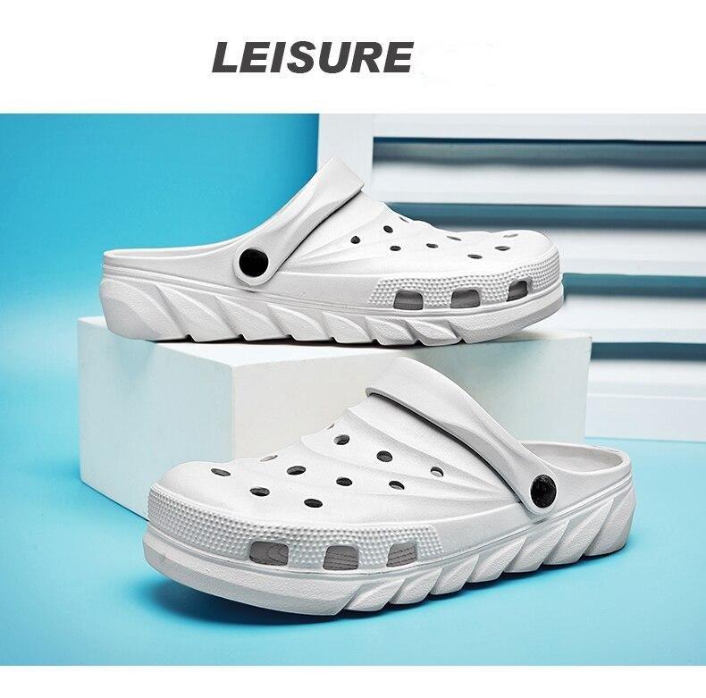 White rubber clogs sandals for men with strap and ventilation holes casual beach footwear on Tampa Home & Garden Store