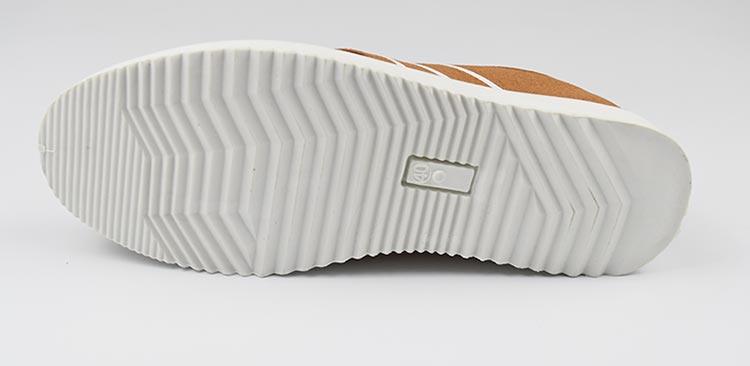 Stevvex sneakers bottom view with white ridged outsole tan canvas upper casual breathable shoe on Tampa Home & Garden Store