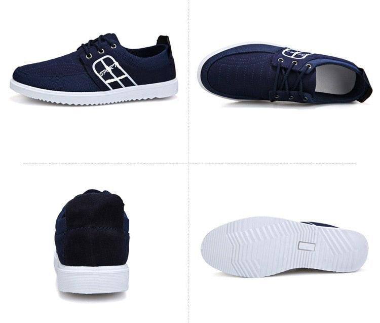 Stevvex navy blue breathable canvas sneakers with white sole for casual walking on Tampa Home & Garden Store