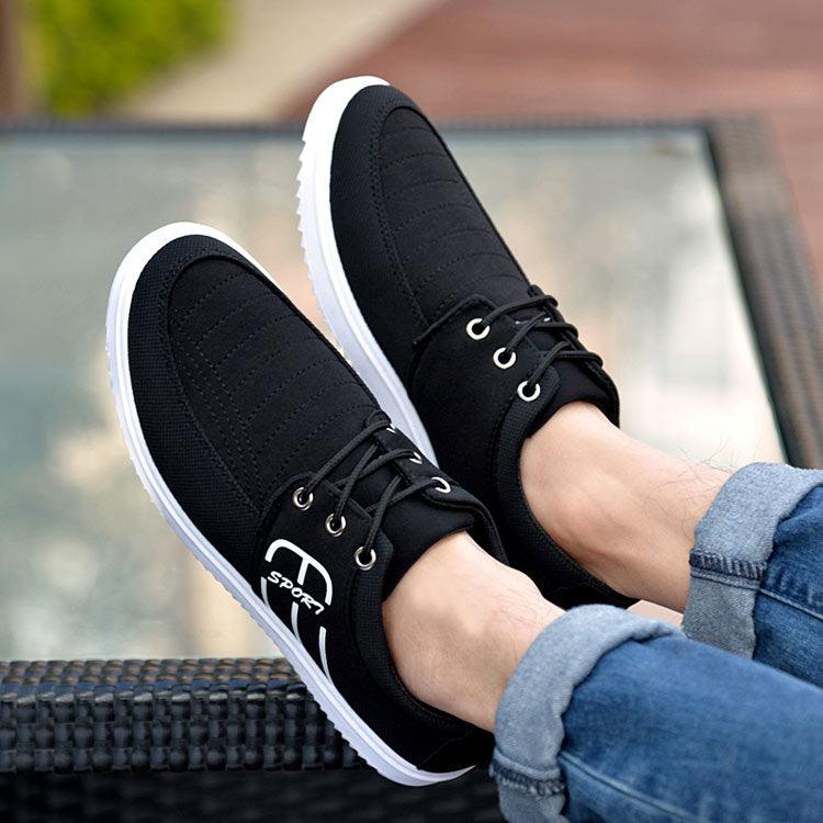 Stevvex men's black canvas sneakers with sole, laceup walking shoes on Tampa Home & Garden Store