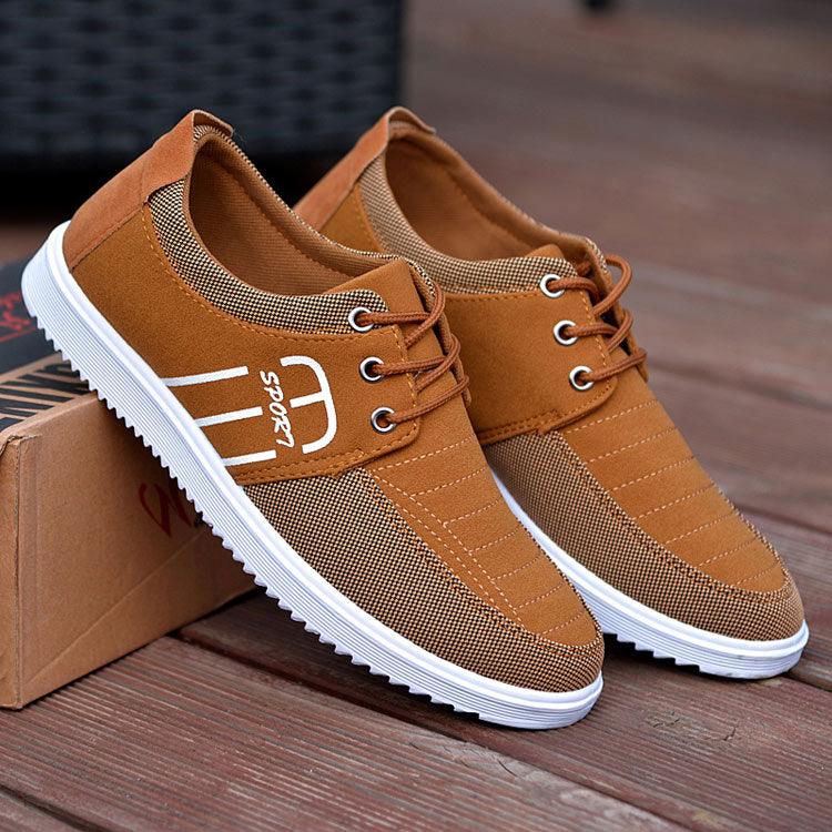 Stevvex brown canvas sneakers pair with white sole, breathable casual walking shoes on Tampa Home & Garden Store