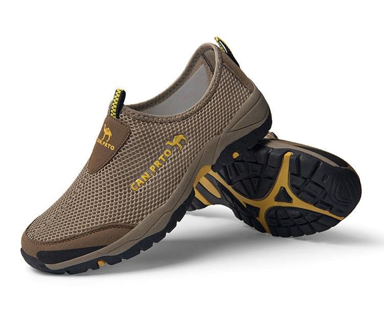 CANPITO brown mesh slip-on sneakers with breathable upper and rugged non-slip outsole on Tampa Home & Garden Store