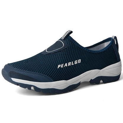 Sneakers navy mesh slip-on for men, breathable upper, rugged outsole PEARLGO on Tampa Home & Garden Store