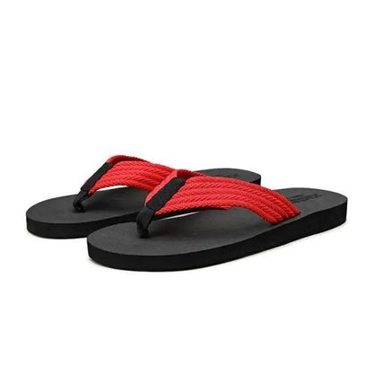Modern Casual Black Cotton Flip Flop Sandals